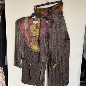 Platinum two pieces set  with Purple and Gold Accents